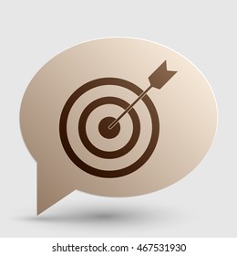 Target with dart. Brown gradient icon on bubble with shadow.