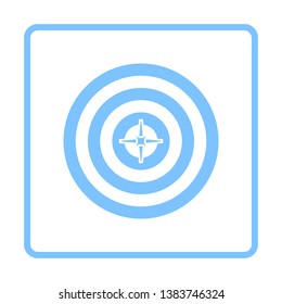 Target With Dart In Center Icon. Blue Frame Design. Vector Illustration.