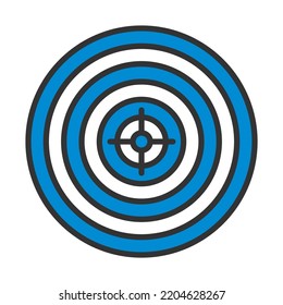 Target With Dart In Center Icon. Editable Bold Outline With Color Fill Design. Vector Illustration.
