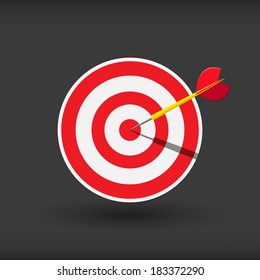 target with dart in center icon. flat style vector business concept illustration