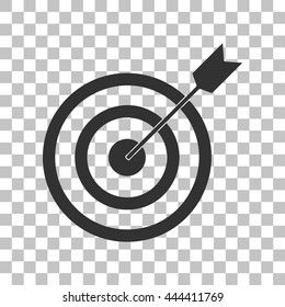 Target with dart. Dark gray icon on transparent background.