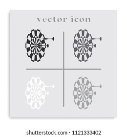 Target with dart flat black and white vector icon.