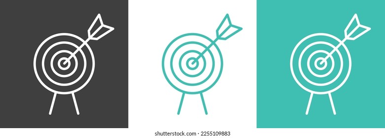 Target Dart Flat Line Strategy Accuracy Vector Icon Set