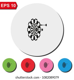 Target with dart flat round colorful vector icon.