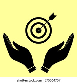 Target with dart. Flat style icon vector illustration.