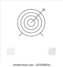 Target, Dart, Goal, Focus Bold and thin black line icon set. Vector Icon Template background