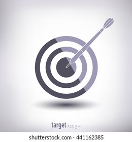 Target and dart. With highlights and shadows. On a gray background. Vector.   