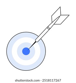 Target with a dart hitting the center. Ideal for precision, goals, success, achievement, and strategy themes. Simple, clean lines.