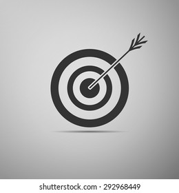 Target with dart icon on grey background. Vector Illustration