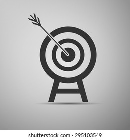 Target with dart icon on grey background. Vector Illustration