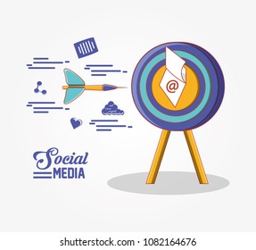 target with dart and social media set icons