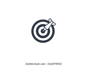 Ziel mit dunklem Vektorflachemoticon. Einzeln Ziel mit Dartgrafik. Zielsymbol