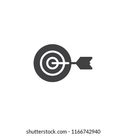 Target with dart vector icon. filled flat sign for mobile concept and web design. Dartboard and goal simple solid icon. Symbol, logo illustration. Pixel perfect vector graphics