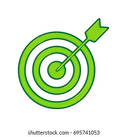 Target with dart. Vector. Lemon scribble icon on white background. Isolated