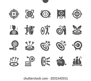 Target. Dartboard, aim, goal. Vision target. Direction. Business and success. Marketing target. Vector Solid Icons. Simple Pictogram