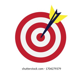 target dartboard. Hit the target with the arrow. success concept flat vector.