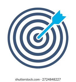 Icono de diana de destino Vector plano azul diseño flecha bullseye símbolo objetivo de negocio éxito estrategia elemento gráfico signo