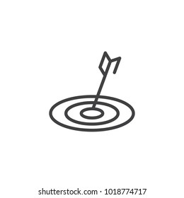 Target dartboard line icon, outline vector sign, linear style pictogram isolated on white. Goal symbol, logo illustration. Editable stroke