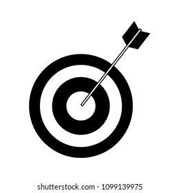 Target dartboard symbol in black and white