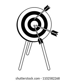 Target dartboard symbol in black and white