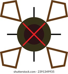 Zieldartensymbol einzeln auf der Karte, Vektorgrafik 