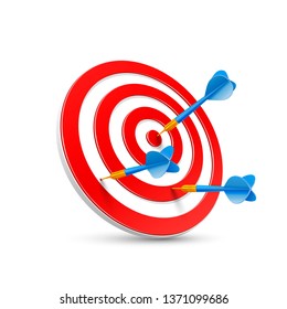 Target with darts 3d art. Vector illustration