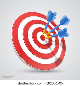 Target with darts, Target 3d icon, Vector illustration