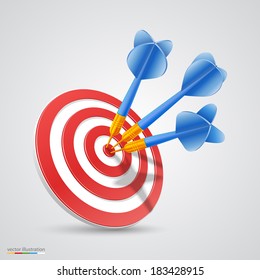 Target with darts, Target 3d icon, Vector illustration