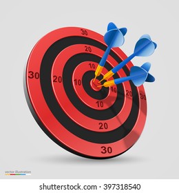 Target with darts, Target 3d icon, Vector illustration