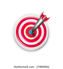 target with darts aiming on the center isolated on white