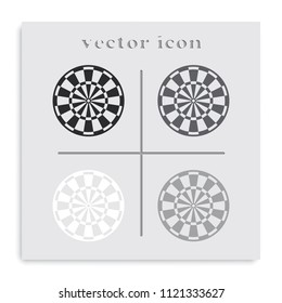Target for darts flat black and white vector icon.