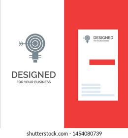 Target, Darts, Goal, Solution, Bulb, Idea Grey Logo Design and Business Card Template