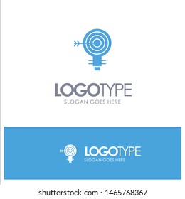 Target, Darts, Goal, Solution, Bulb, Idea Blue Solid Logo with place for tagline. Vector Icon Template background