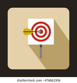 Target with darts icon in flat style isolated with long shadow