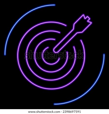 target darts neon sign, modern glowing banner design, colorful modern design trends on black background. Vector illustration.
