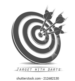 Target with darts vintage tattoo. Vector illustration