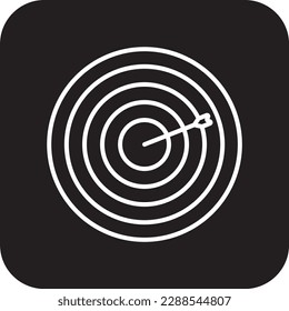 Icono de administración de datos de destino con estilo de línea rellena en negro. objetivo, éxito, solución, objetivo, precisión, precisión, centro. Ilustración del vector