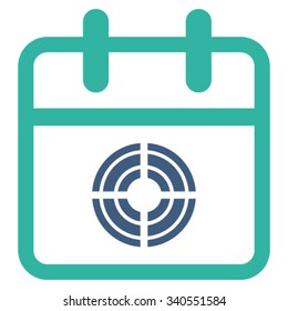 Target Date vector icon. Style is bicolor flat symbol, cobalt and cyan colors, rounded angles, white background.