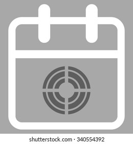Target Date vector icon. Style is bicolor flat symbol, dark gray and white colors, rounded angles, silver background.