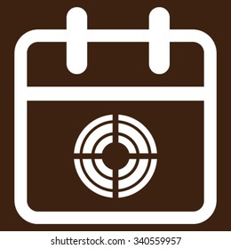 Target Date vector icon. Style is flat symbol, white color, rounded angles, brown background.