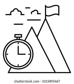 
Target deadLine, Line icon mountain peak flag
