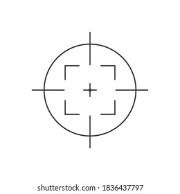 Icono de destino. Apunte a la marca de ojos del cursor del foco del disparo del francotirador. Vector aislado en blanco