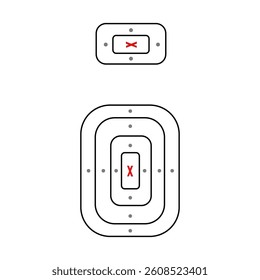Target destination icon. Aim sniper shoot group. Focus cursor bull eye mark.