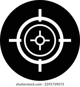 Target destination icon in black flat style. Vector for apps or web shooting sniper rifle target circle logo for a gun sight and a focus sign Crosshairs Bullseye isolated on transparent background