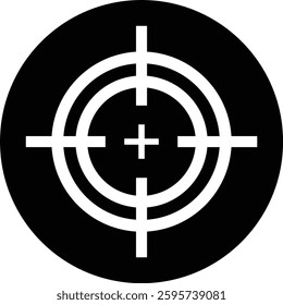 Target destination icon in black flat style. Vector for apps or web shooting sniper rifle target circle logo for a gun sight and a focus sign Crosshairs Bullseye isolated on transparent background