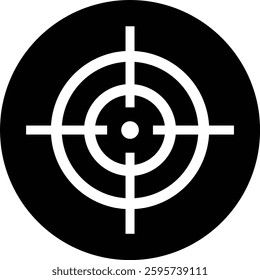 Target destination icon in black flat style. Vector for apps or web shooting sniper rifle target circle logo for a gun sight and a focus sign Crosshairs Bullseye isolated on transparent background