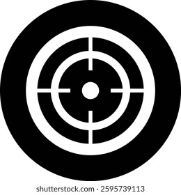 Target destination icon in black flat style. Vector for apps or web shooting sniper rifle target circle logo for a gun sight and a focus sign Crosshairs Bullseye isolated on transparent background
