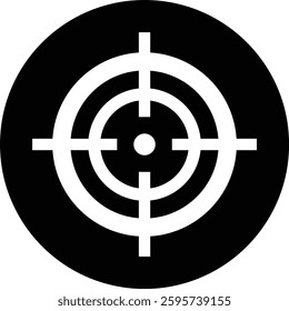 Target destination icon in black flat style. Vector for apps or web shooting sniper rifle target circle logo for a gun sight and a focus sign Crosshairs Bullseye isolated on transparent background