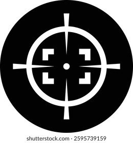 Target destination icon in black flat style. Vector for apps or web shooting sniper rifle target circle logo for a gun sight and a focus sign Crosshairs Bullseye isolated on transparent background
