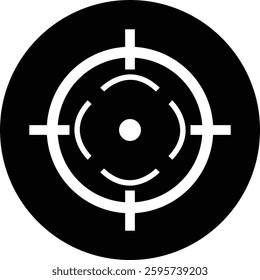 Target destination icon in black flat style. Vector for apps or web shooting sniper rifle target circle logo for a gun sight and a focus sign Crosshairs Bullseye isolated on transparent background